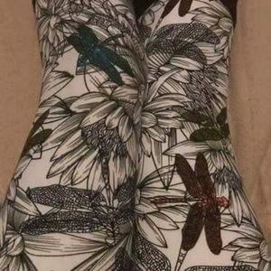 One Size Multi Color Dragonflies on White